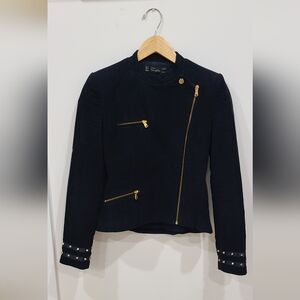 Zara Black Blazer with Gold Accents